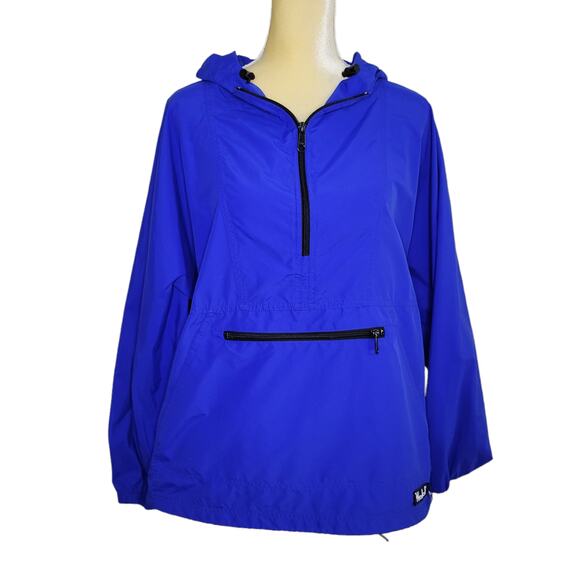 Woolrich Vintage Women’s Medium Blue 1/4 Zip Hooded Windbreaker Jacket - Picture 1 of 9